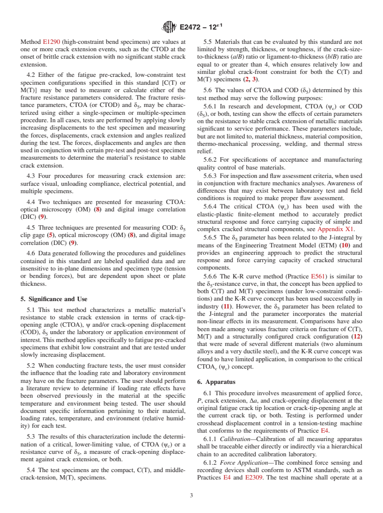 ASTM E2472-12e1 - Standard Test Method for  Determination of Resistance to Stable Crack Extension under  Low-Constraint Conditions