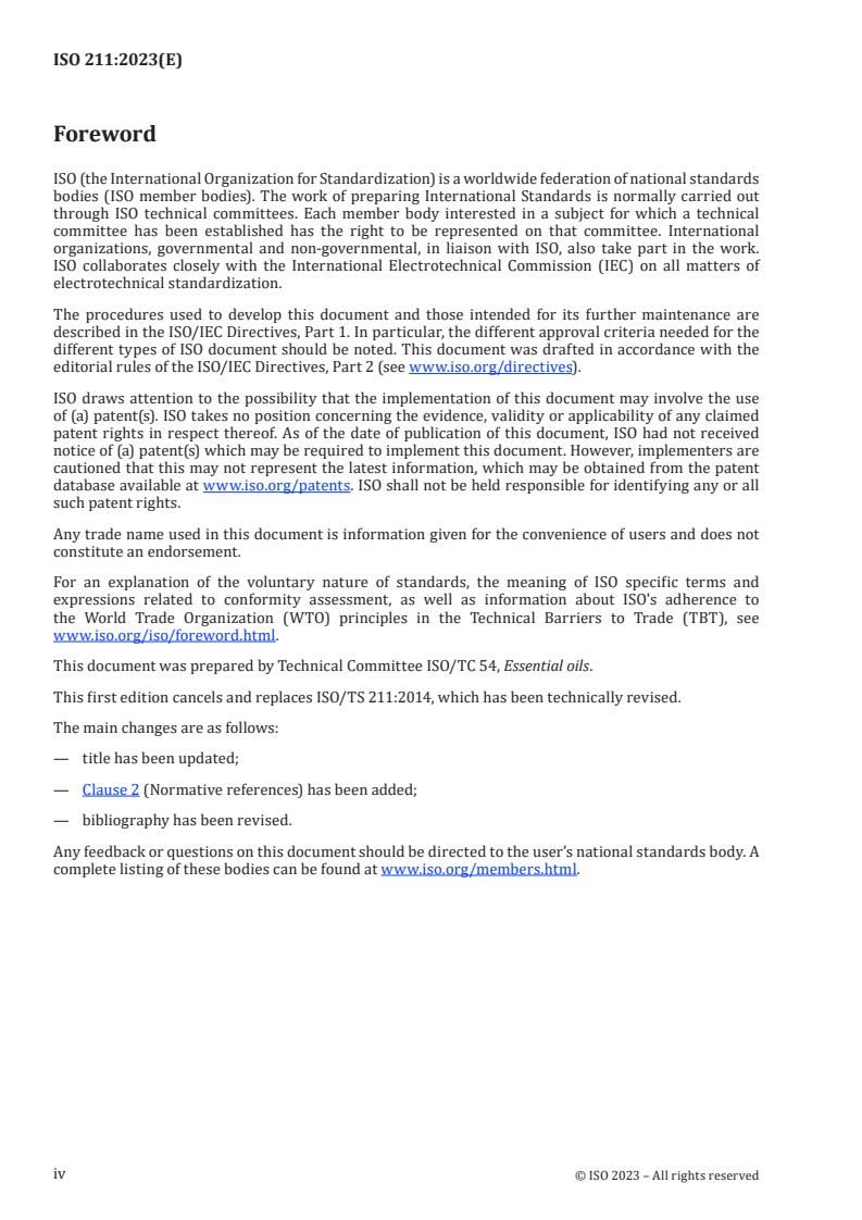 ISO 211:2023 ISO 211:2023 - Essential oils — General requirements for labelling and marking of containers
Released:2. 05. 2023 - Page 4 preview