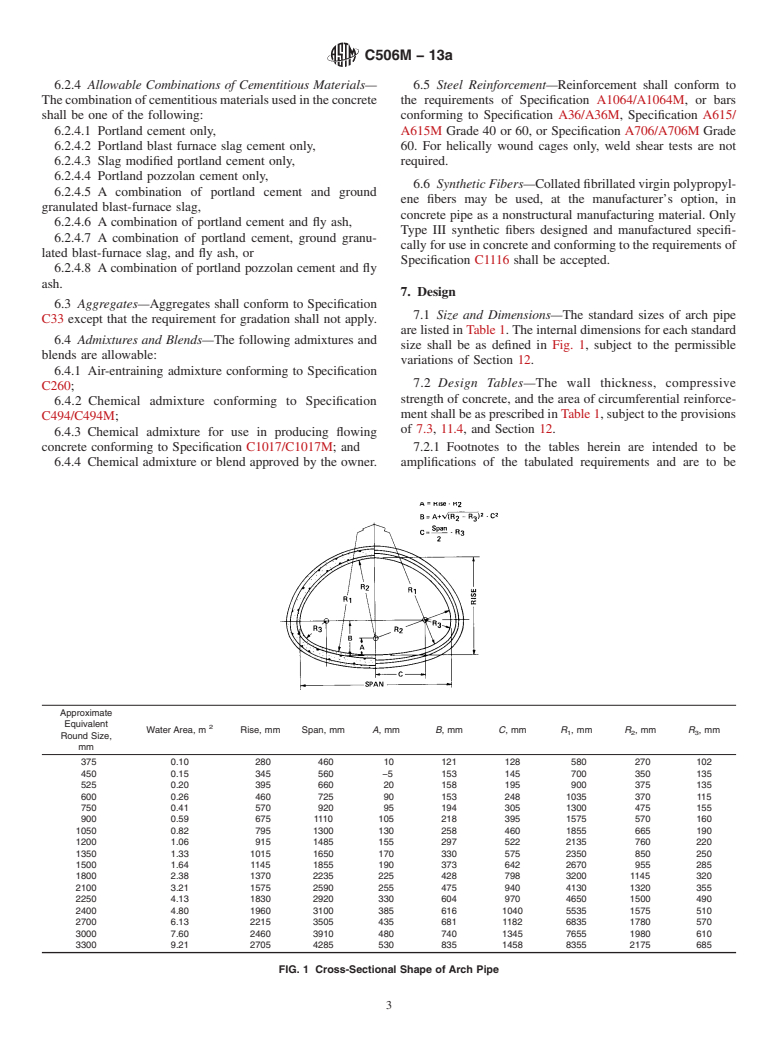 ASTM C506M-13a - Standard Specification for  Reinforced Concrete Arch Culvert, Storm Drain, and Sewer Pipe  (Metric)