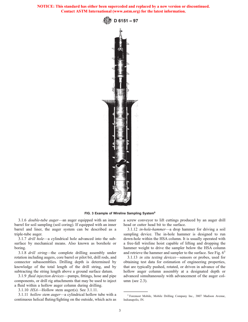 ASTM D6151-97 - Standard Practice for Using Hollow-Stem Augers for Geotechnical Exploration and Soil Sampling