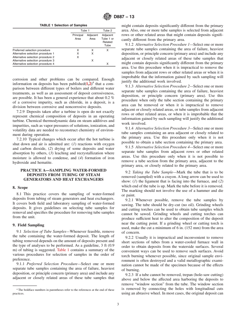 ASTM D887-13 - Standard Practices for  Sampling Water-Formed Deposits