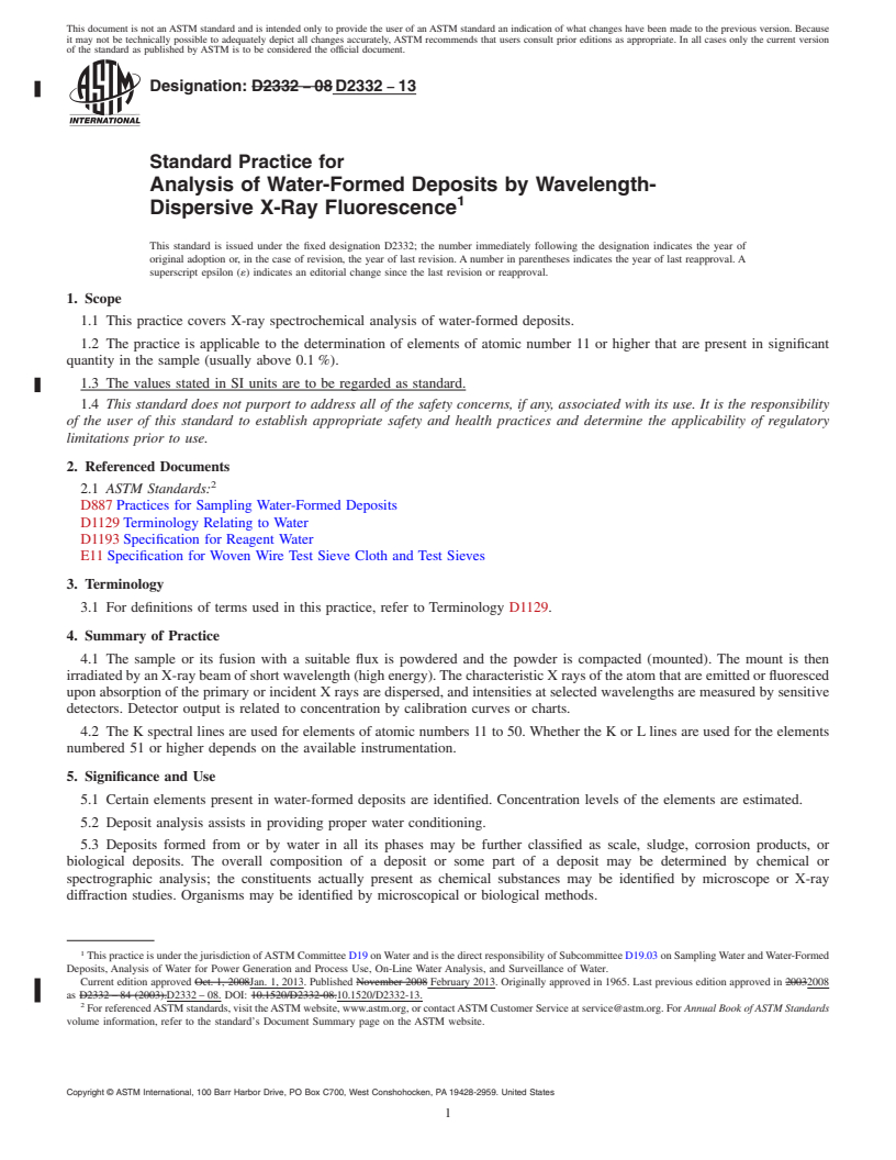 ASTM D233213 Standard Practice for Analysis of WaterFormed Deposits