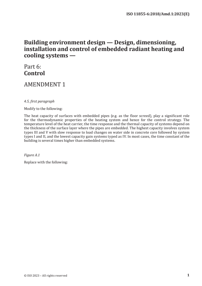 ISO 11855-6:2018/Amd 1:2023 - Building environment design — Design, dimensioning, installation and control of embedded radiant heating and cooling systems — Part 6: Control — Amendment 1
Released:9/7/2023