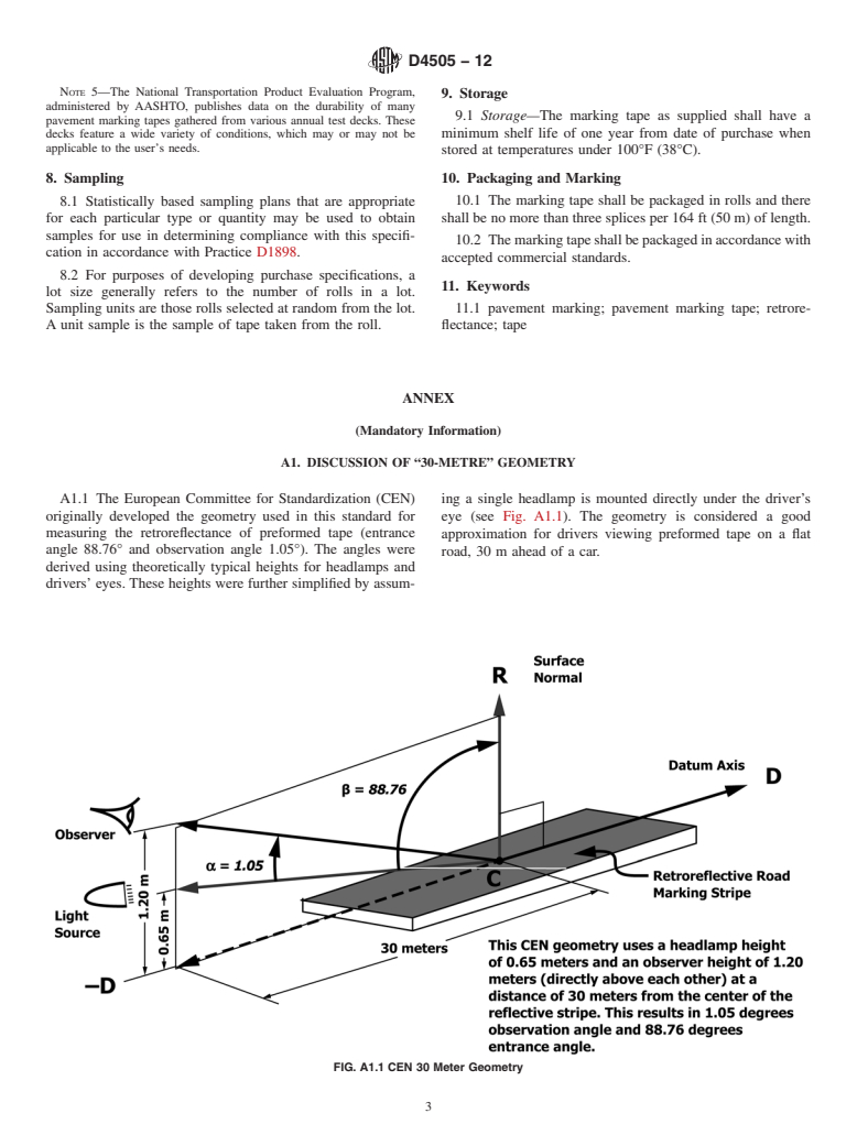 ASTM D4505-12 - Standard Specification for  Preformed Retroreflective Pavement Marking Tape for Extended  Service Life