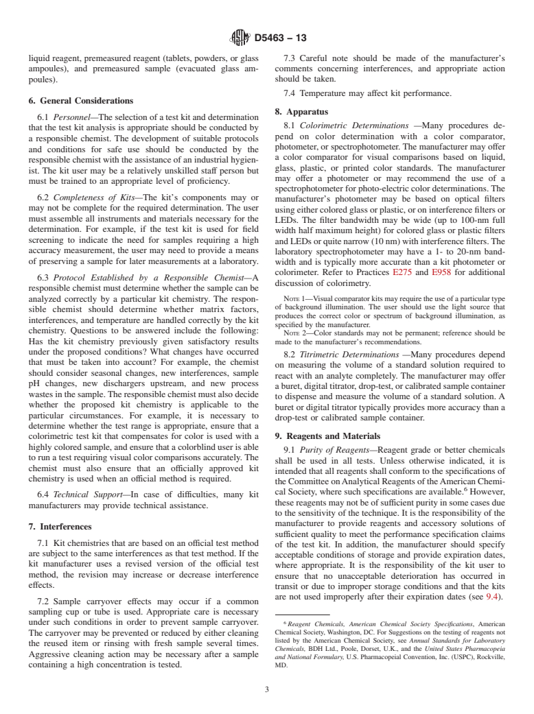 ASTM D5463-13 - Standard Guide for  Use of Test Kits to Measure Inorganic Constituents in Water