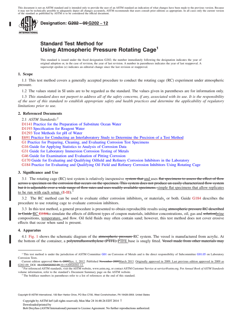 REDLINE ASTM G202-12 - Standard Test Method for  Using Atmospheric Pressure Rotating Cage