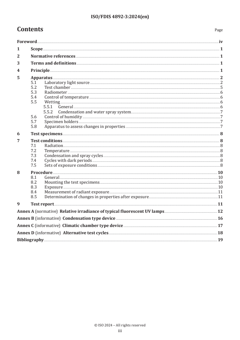 ISO/FDIS 4892-3 - Plastics — Methods of exposure to laboratory light sources — Part 3: Fluorescent UV lamps
Released:7/8/2024