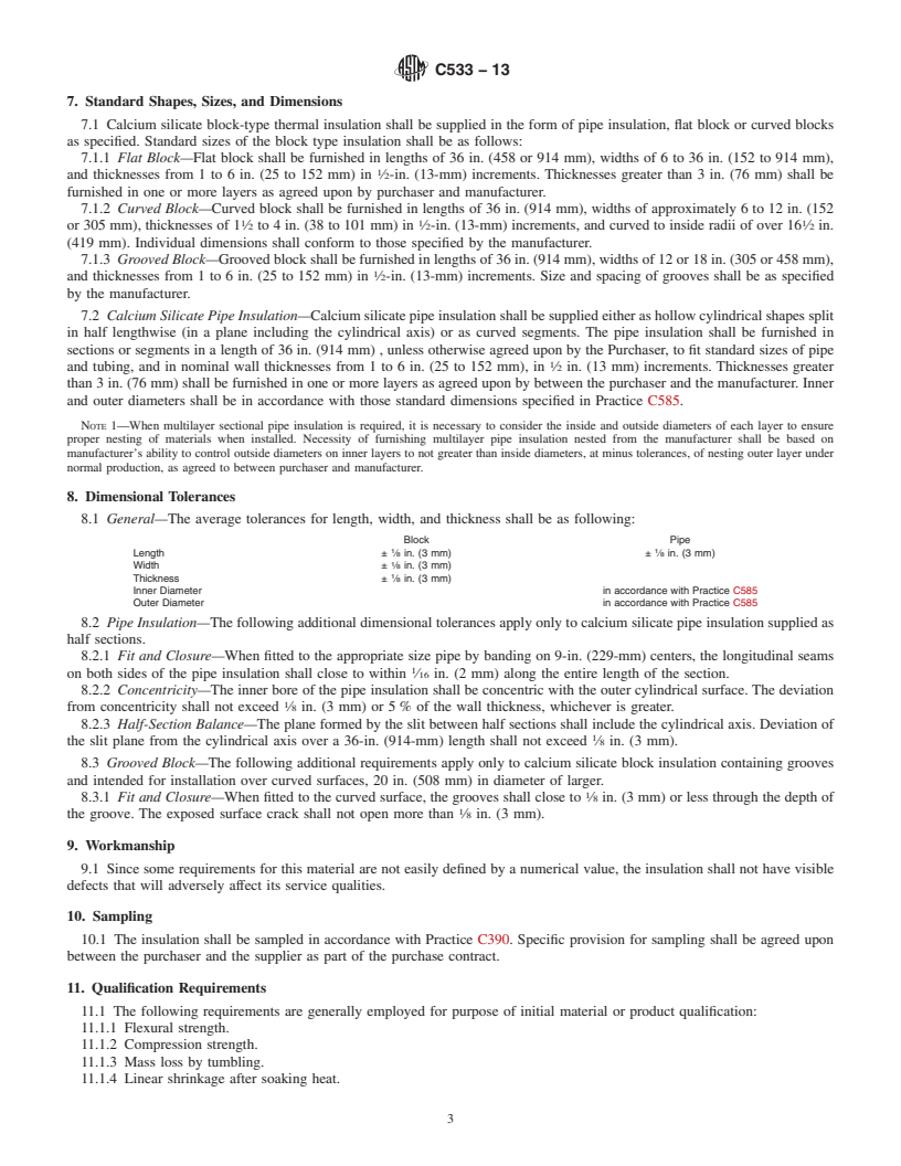 REDLINE ASTM C533-13 - Standard Specification for  Calcium Silicate Block and Pipe Thermal Insulation