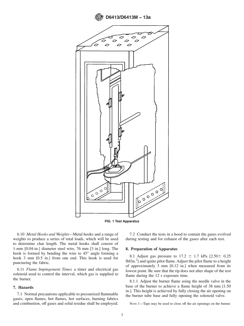 ASTM D6413/D6413M-13a - Standard Test Method for  Flame Resistance of Textiles (Vertical Test)