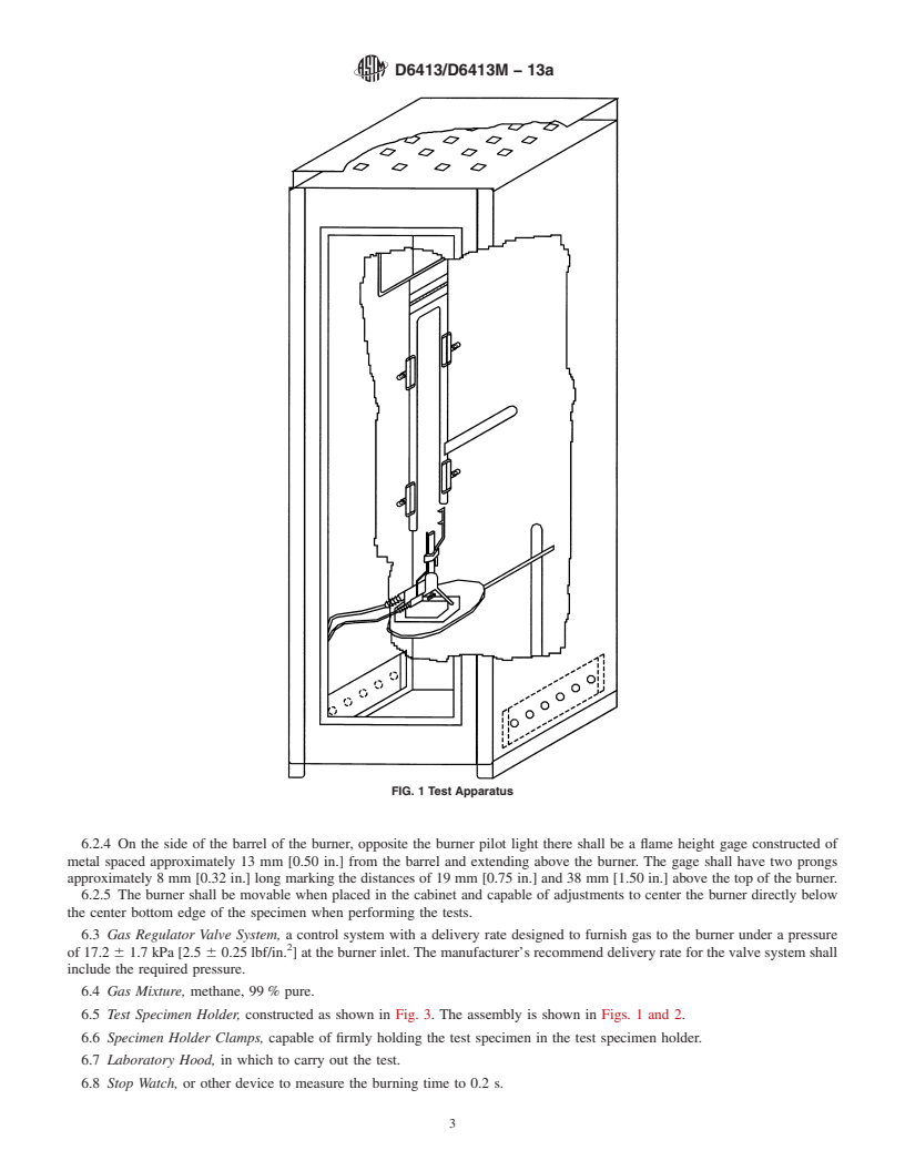 REDLINE ASTM D6413/D6413M-13a - Standard Test Method for  Flame Resistance of Textiles (Vertical Test)