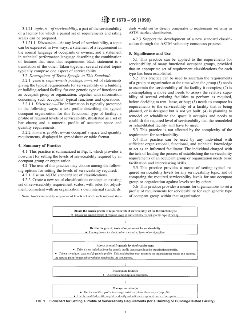 ASTM E1679-95(1999) - Standard Practice for Setting the Requirements for the Serviceability of a Building or Building-Related Facility