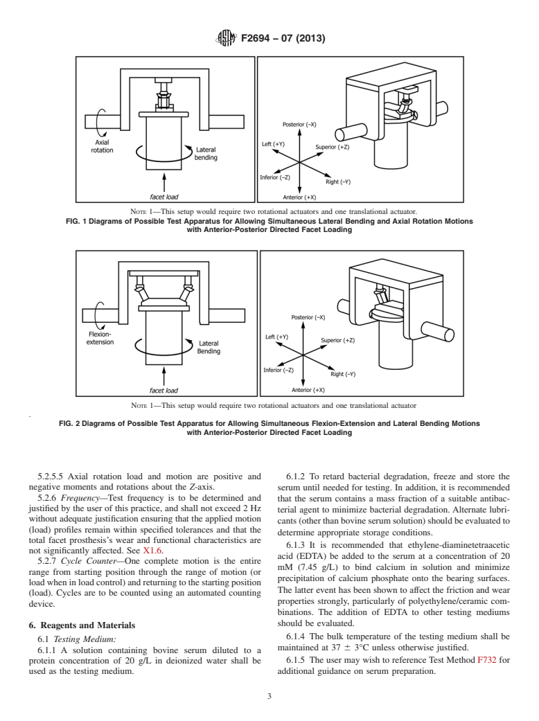 ASTM F2694-07(2013) - Standard Practice for  Functional and Wear Evaluation of Motion-Preserving Lumbar  Total Facet Prostheses