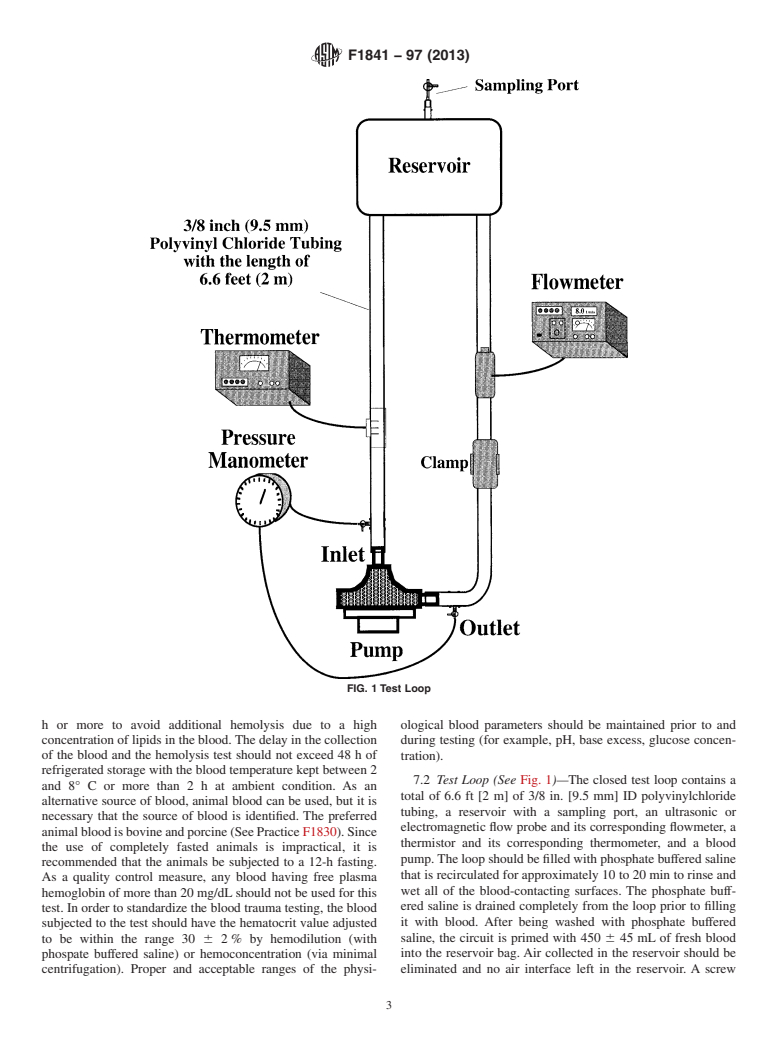 ASTM F1841-97(2013) - Standard Practice for  Assessment of Hemolysis in Continuous Flow Blood Pumps