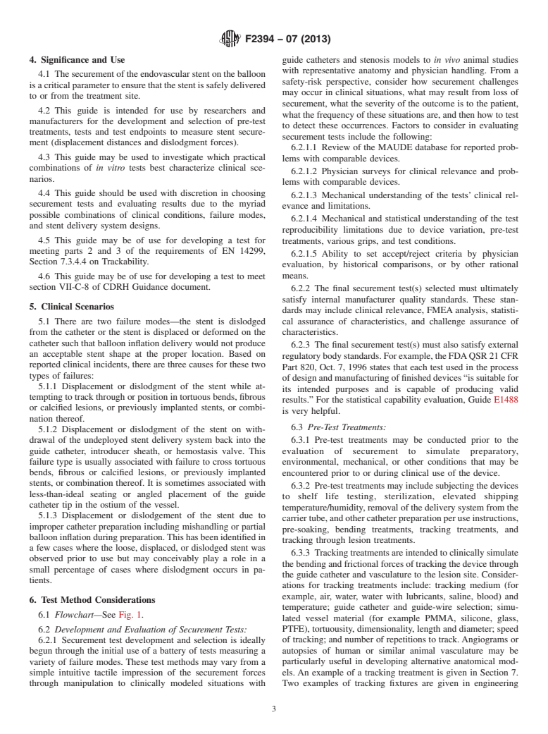 ASTM F2394-07(2013) - Standard Guide for  Measuring Securement of Balloon Expandable Vascular Stent Mounted  on Delivery System