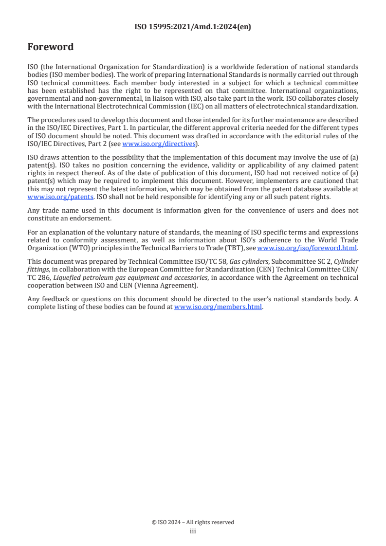 ISO 15995:2021/Amd 1:2024 - Gas cylinders — Specifications and testing of LPG cylinder valves — Manually operated — Amendment 1
Released:22. 08. 2024