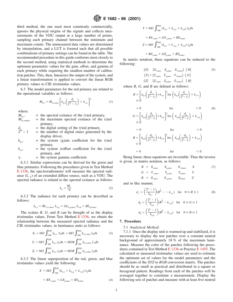 ASTM E1682-96(2001) - Standard Guide for Modeling the Colorimetric Properties of a Visual Display Unit