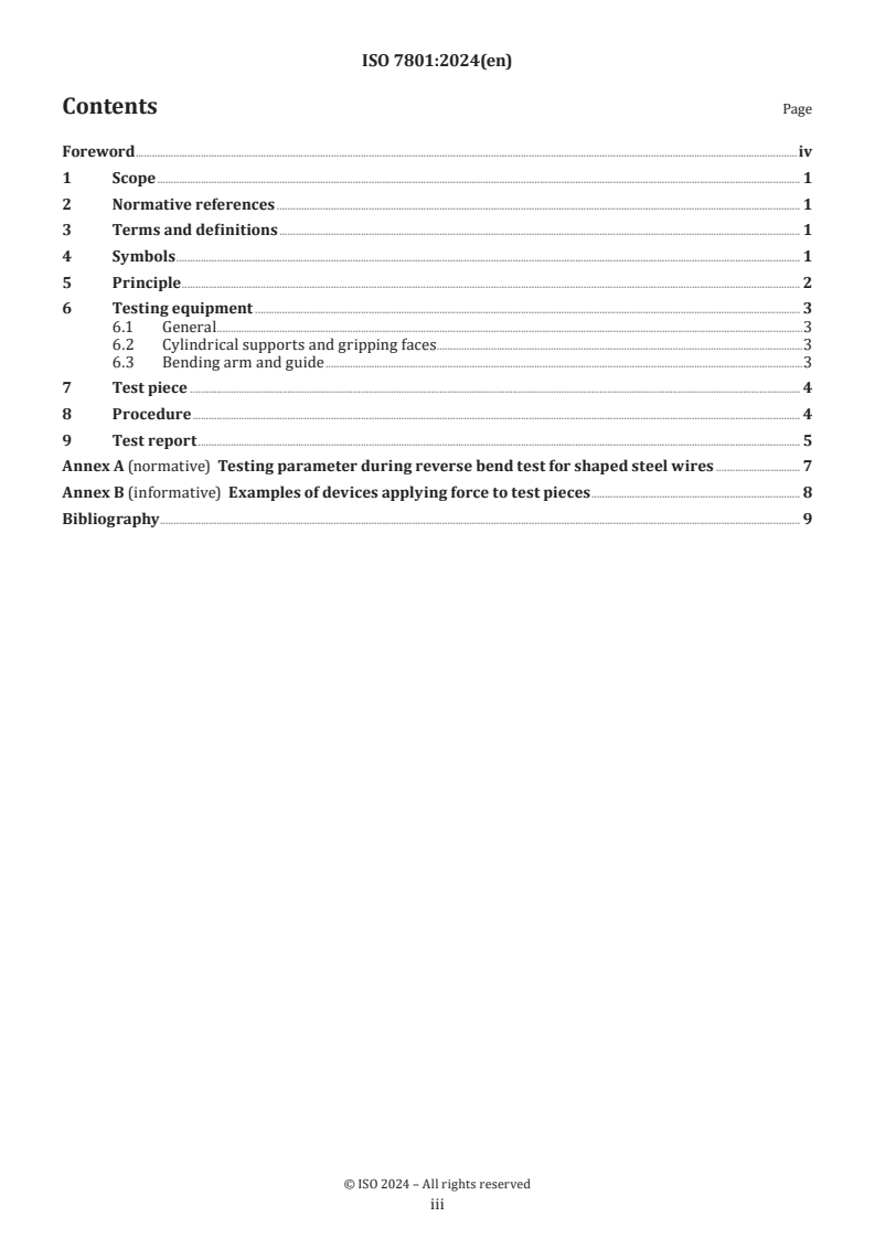 ISO 7801:2024 - Metallic materials — Wire — Reverse bend test
Released:11/6/2024