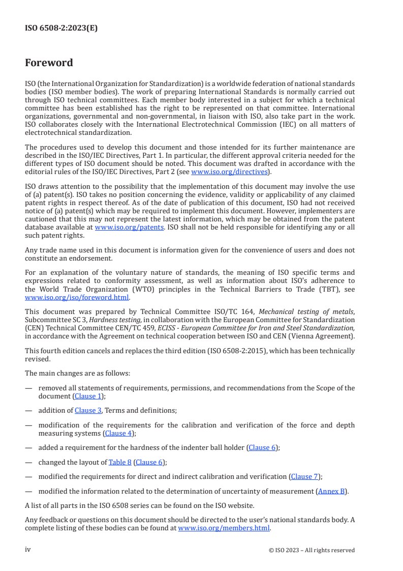 ISO 6508-2:2023 ISO 6508-2:2023 - Metallic materials — Rockwell hardness test — Part 2: Verification and calibration of testing machines and indenters
Released:13. 12. 2023 - Page 4 preview
