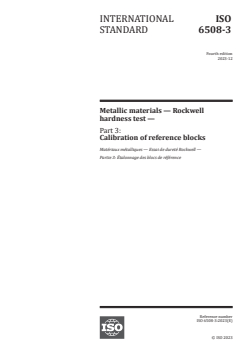 ISO 6508-3:2023 ISO 6508-3:2023 - Metallic materials — Rockwell hardness test — Part 3: Calibration of reference blocks
Released:13. 12. 2023 - Page 1 preview
