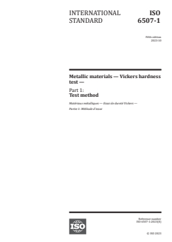 ISO 6507-1:2023 - Metallic materials — Vickers hardness test — Part 1: Test method
Released:16. 10. 2023 - Page 1 preview