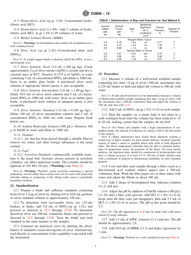 ASTM D3866-12 - Standard Test Methods for  Silver in Water