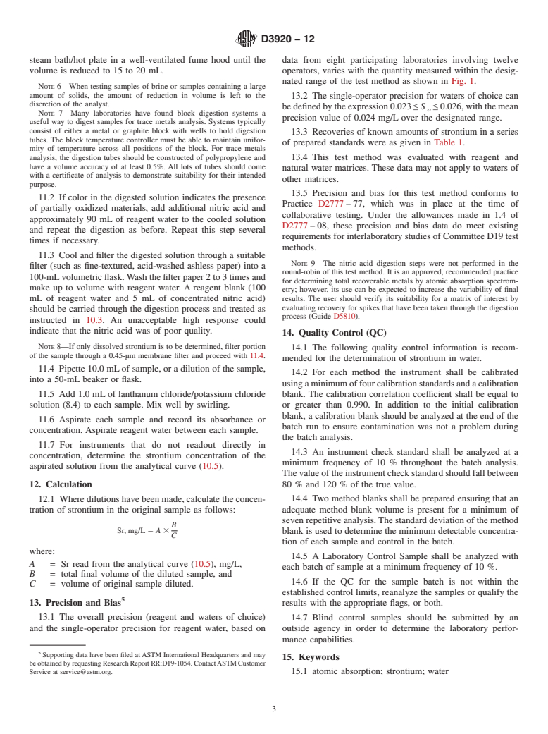 ASTM D3920-12 - Standard Test Method for  Strontium in Water