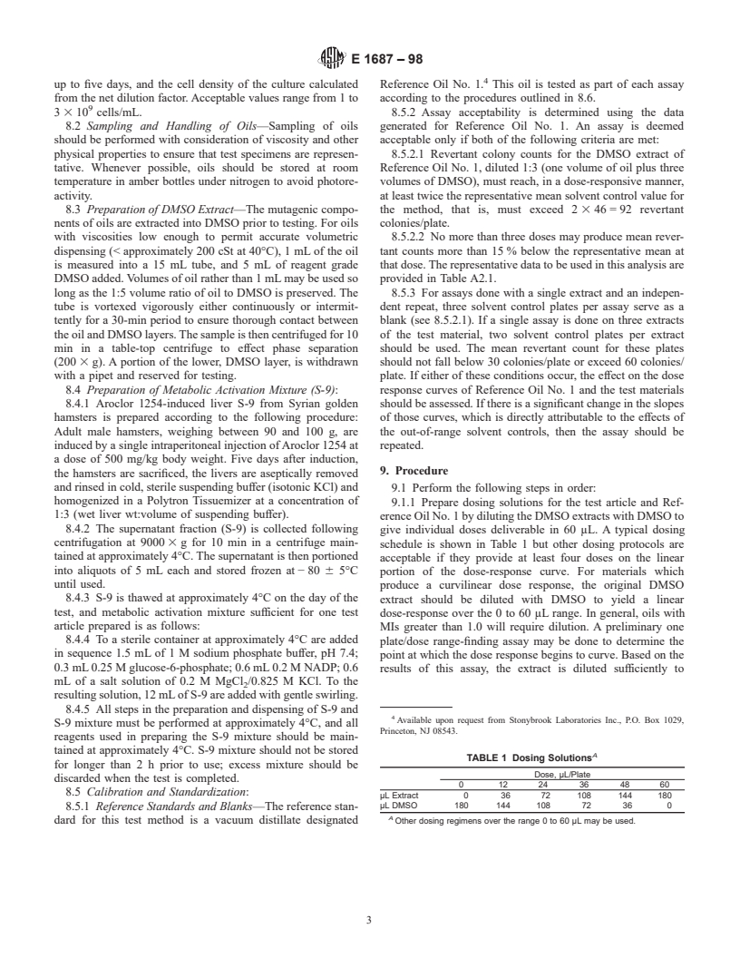 ASTM E1687-98 - Standard Test Method for Determining Carcinogenic Potential of Virgin Base Oils in Metalworking Fluids