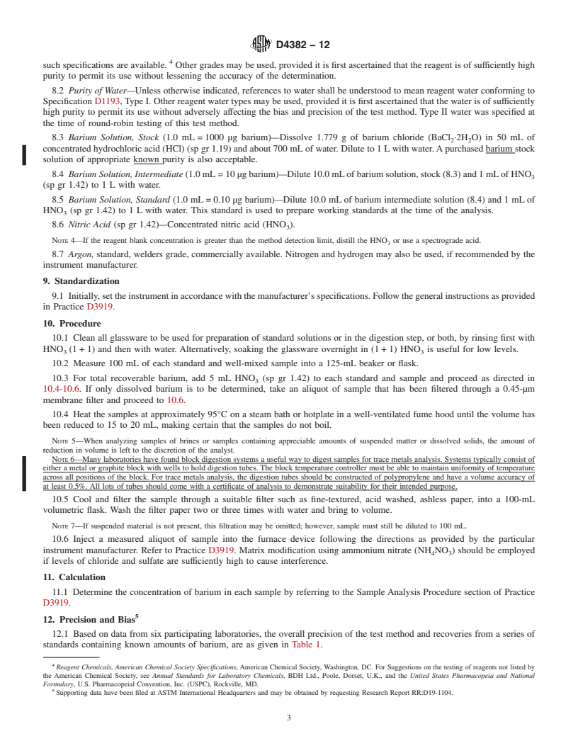 REDLINE ASTM D4382-12 - Standard Test Method for  Barium in Water, Atomic Absorption Spectrophotometry, Graphite   Furnace