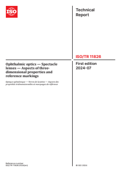 ISO/TR 11826:2024 ISO/TR 11826:2024 - Ophthalmic optics — Spectacle lenses — Aspects of three-dimensional properties and reference markings
Released:17. 07. 2024 - Page 1 preview