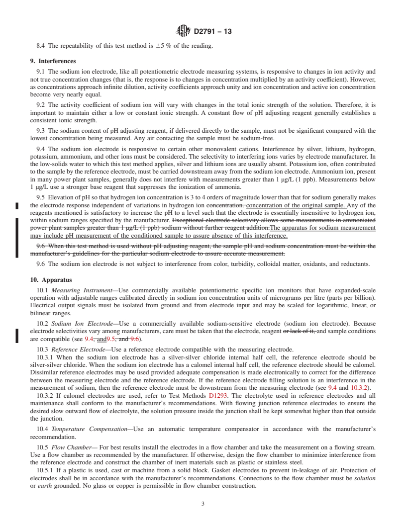 REDLINE ASTM D2791-13 - Standard Test Method for  On-line Determination of Sodium in Water