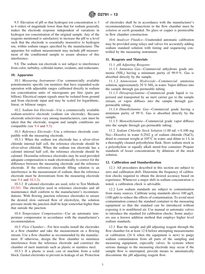 ASTM D2791-13 - Standard Test Method for  On-line Determination of Sodium in Water