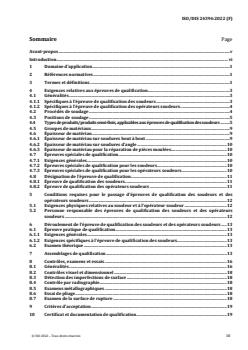 ISO/FDIS 24394 - Soudage pour applications aérospatiales — Épreuve de qualification pour soudeurs et opérateurs soudeurs — Soudage par fusion des composants métalliques
Released:3/11/2022 - Page 3 preview