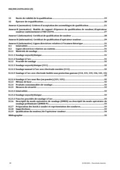ISO/FDIS 24394 - Soudage pour applications aérospatiales — Épreuve de qualification pour soudeurs et opérateurs soudeurs — Soudage par fusion des composants métalliques
Released:3/11/2022 - Page 4 preview
