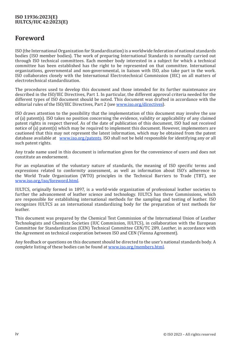 ISO 11936:2023 ISO 11936:2023 - Leather — Determination of total content of certain bisphenols
Released:18. 07. 2023 - Page 4 preview