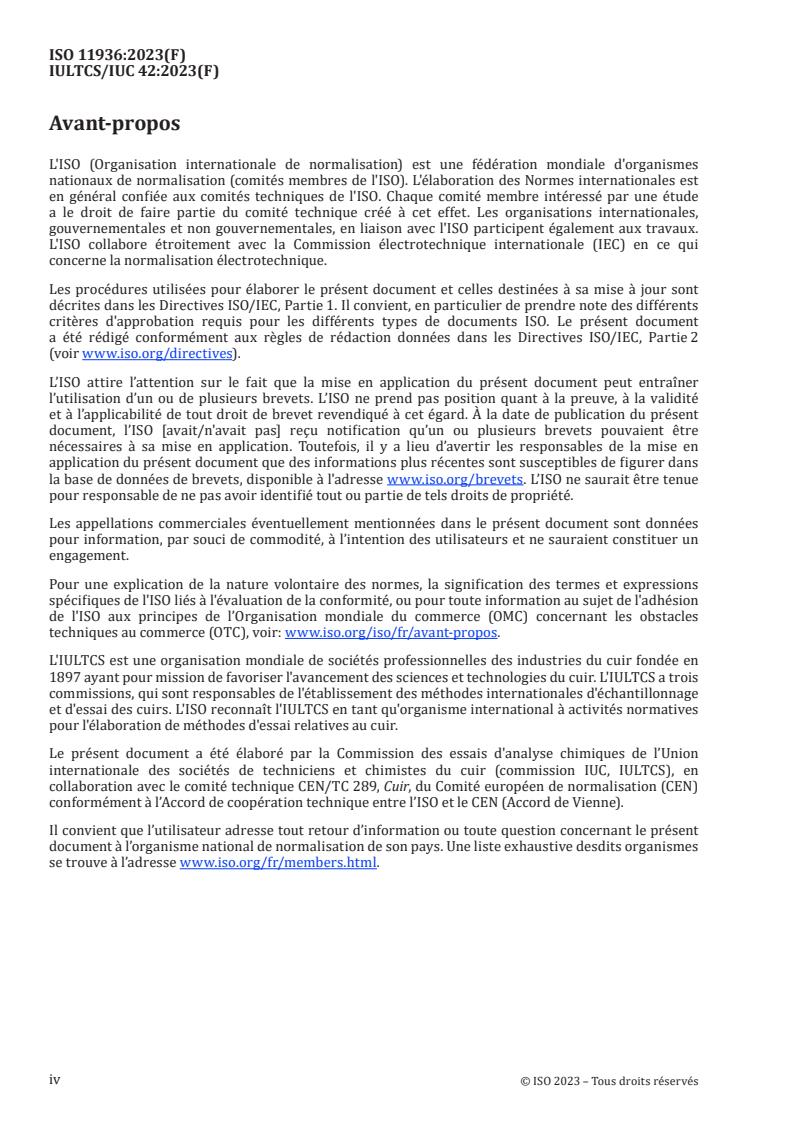ISO 11936:2023 ISO 11936:2023 - Cuir — Détermination de la teneur totale en certains bisphénols
Released:18. 07. 2023 - Page 4 preview