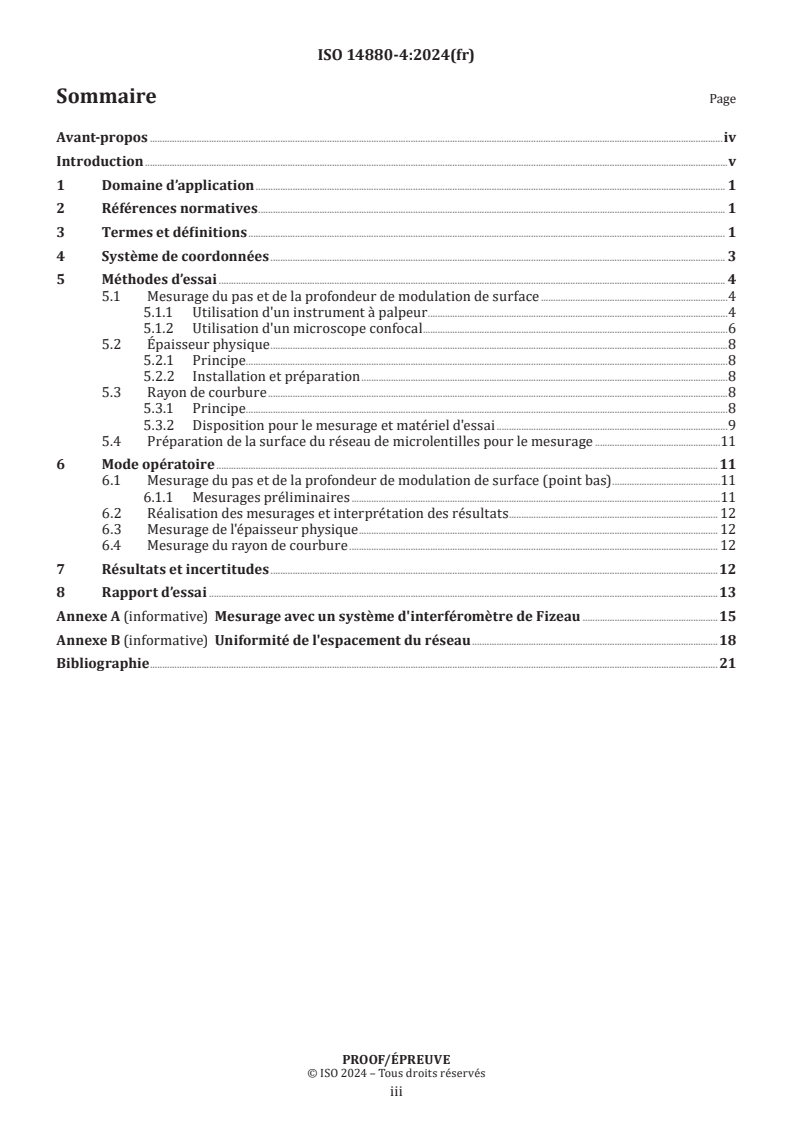 ISO 14880-4 - Optique et photonique — Réseaux de microlentilles — Partie 4: Méthodes d'essai pour les propriétés géométriques
Released:9/5/2024