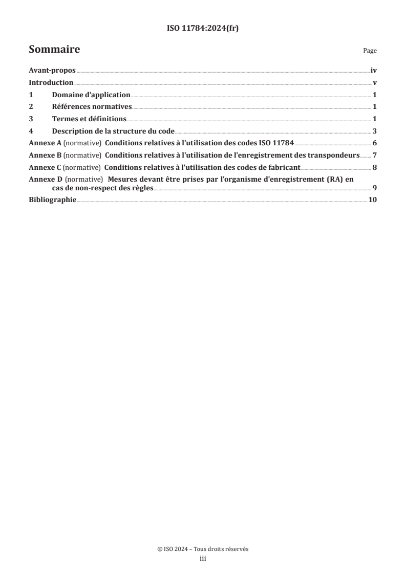 ISO 11784:2024 - Identification des animaux par radiofréquence — Structure du code
Released:12/10/2024