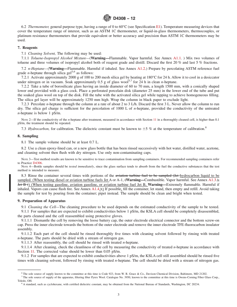 REDLINE ASTM D4308-12 - Standard Test Method for Electrical Conductivity of Liquid Hydrocarbons by Precision   Meter