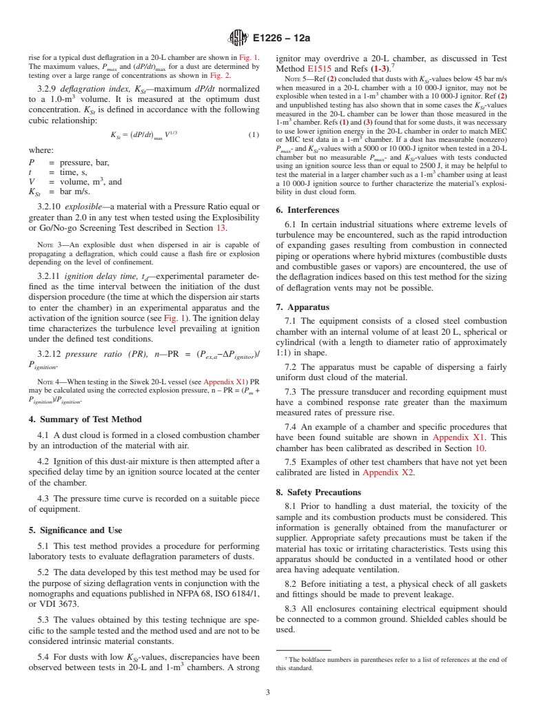 ASTM E1226-12a - Standard Test Method for  Explosibility of Dust Clouds