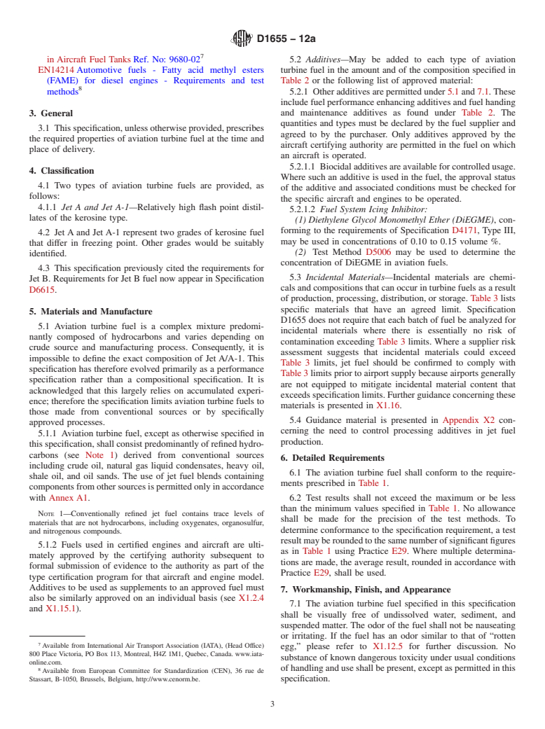 ASTM D1655-12a - Standard Specification for Aviation Turbine Fuels