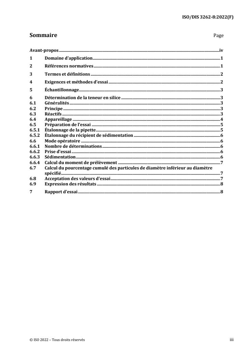 ISO/PRF 3262-8 - Matières de charge — Spécifications et méthodes d'essai — Partie 8: Argile naturelle
Released:9/30/2022