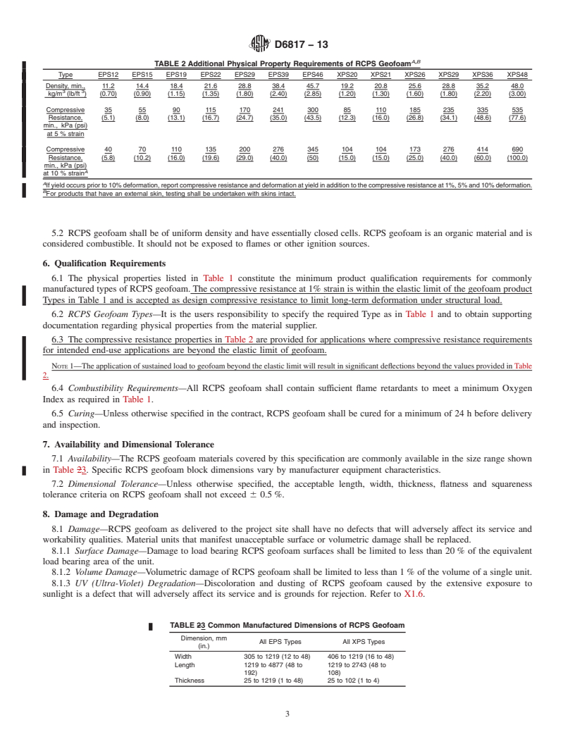 REDLINE ASTM D6817-13 - Standard Specification for  Rigid Cellular Polystyrene Geofoam