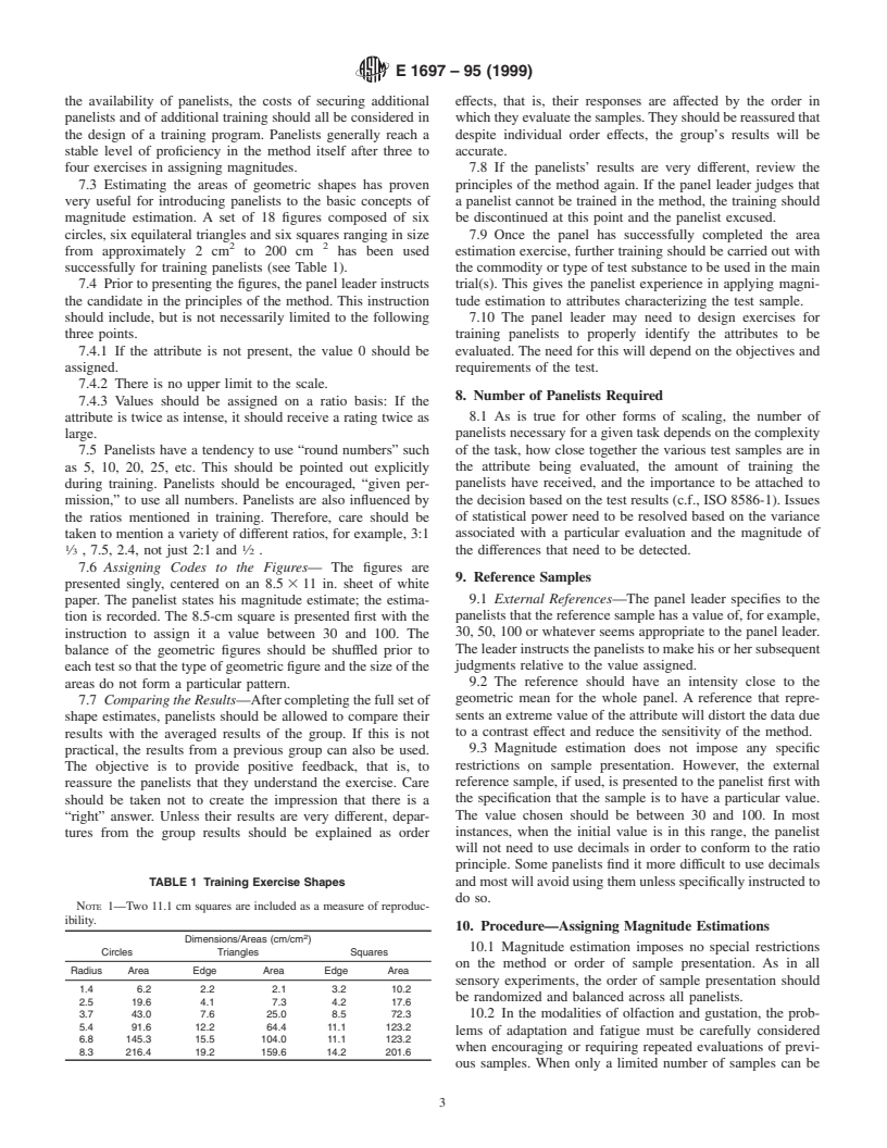 ASTM E1697-95(1999) - Standard Test Method for Unipolar Magnitude Estimation of Sensory Attributes