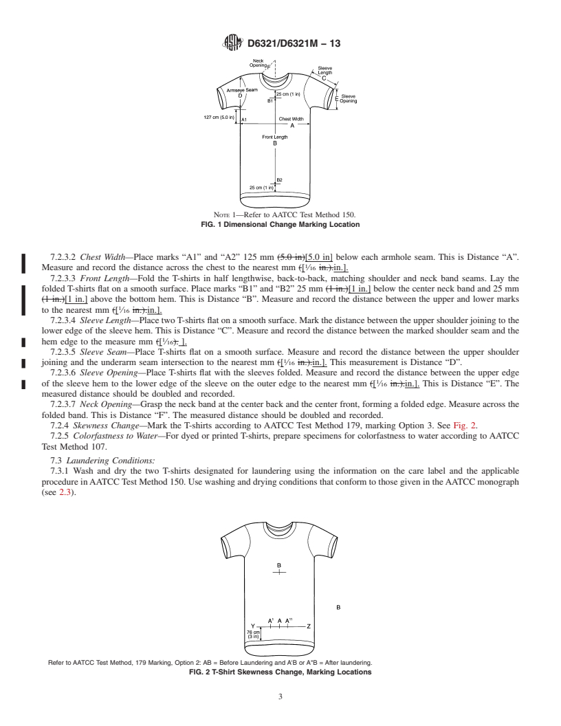 REDLINE ASTM D6321/D6321M-13 - Standard Practice for the Evaluation of Machine Washable T-Shirts