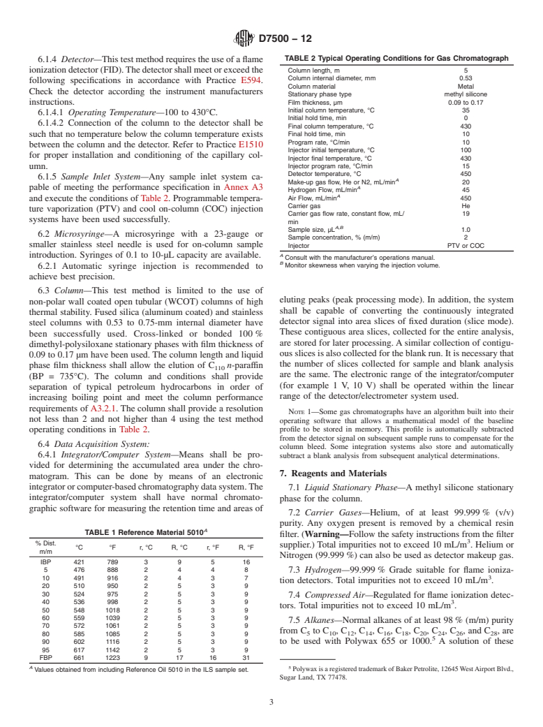 ASTM D7500-12 - Standard Test Method for Determination of Boiling Range Distribution of Distillates  and Lubricating Base Oils&mdash;in Boiling Range from 100 to 735&deg;C  by Gas Chromatography