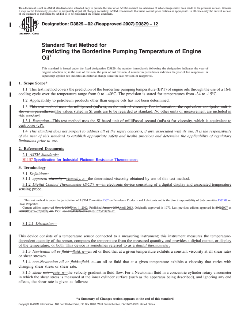 REDLINE ASTM D3829-12 - Standard Test Method for Predicting the Borderline Pumping Temperature of Engine Oil