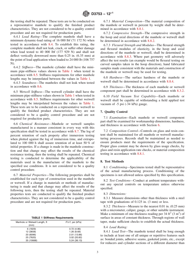 ASTM D3753-12e1 - Standard Specification for  Glass-Fiber-Reinforced Polyester Manholes and Wetwells