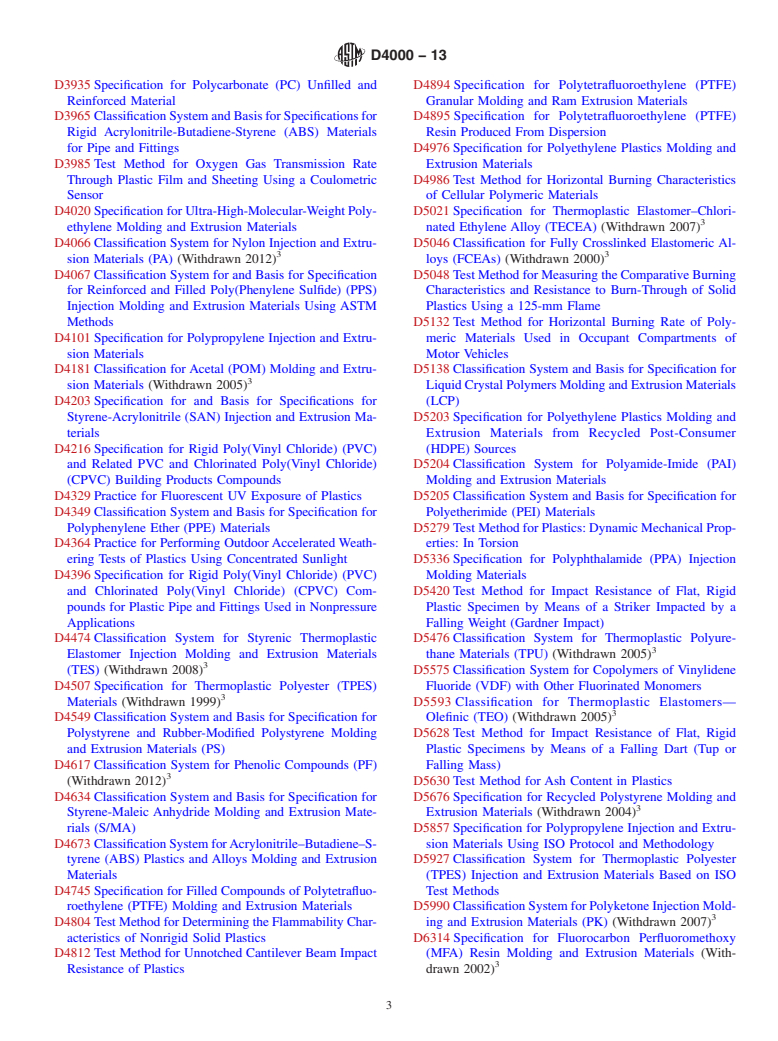 ASTM D4000-13 - Standard Classification System for  Specifying Plastic Materials