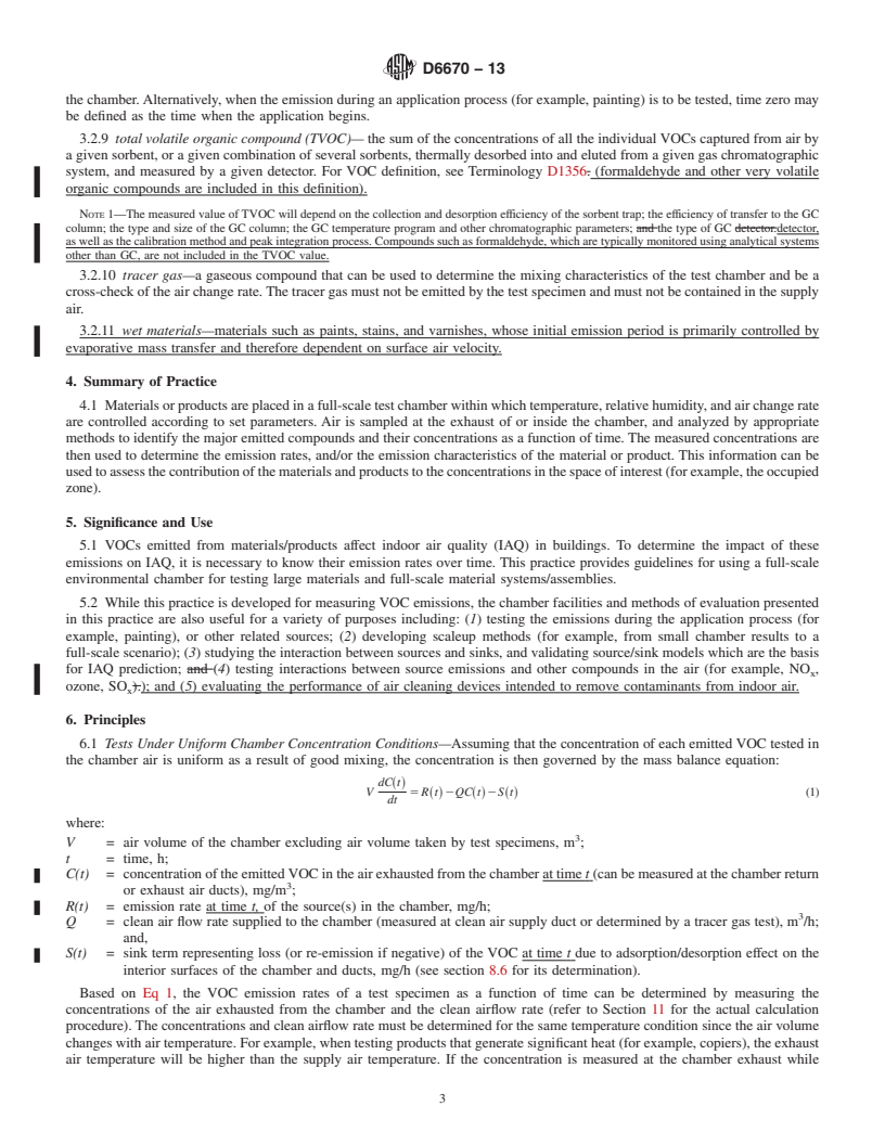 REDLINE ASTM D6670-13 - Standard Practice for  Full-Scale Chamber Determination of Volatile Organic Emissions  from Indoor Materials/Products