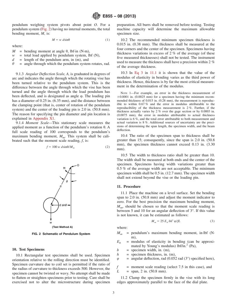 ASTM E855-08(2013) - Standard Test Methods for  Bend Testing of Metallic Flat Materials for Spring Applications  Involving Static Loading